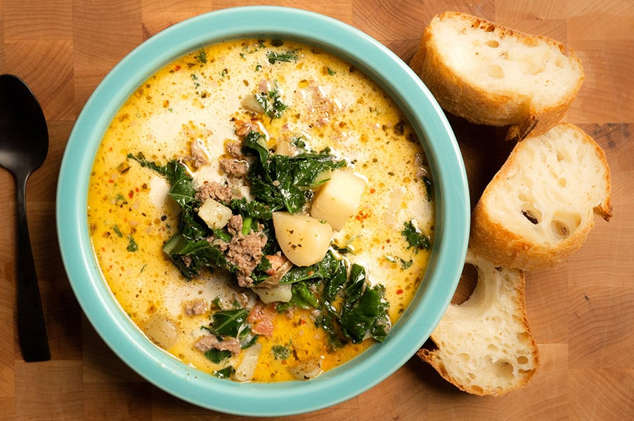 Warm Italian Soup with crusty bread